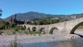 Ponte Gobbo bridge in Bobbio Royalty Free Stock Photo