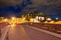 Ponte Pietra bridge and Castel San Pietro in Verona evening view