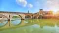 Ponte Pietra bridge on sunset, Verona