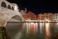 Ponte Rialto in Venice at night. Long Exposure of Venice Royalty Free Stock Photo