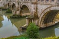 Ponte Sant`Angelo Bridge of Angels, once the Aelian Bridge or Pons Aelius, meaning the Bridge of Hadrian, in Rome Royalty Free Stock Photo