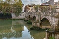 Ponte Sant`Angelo Bridge of Angels, once the Aelian Bridge or Pons Aelius, meaning the Bridge of Hadrian, in Rome Royalty Free Stock Photo