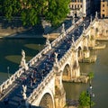 Ponte Sant`Angelo (Bridge of Angels) at sunset, Rome Royalty Free Stock Photo