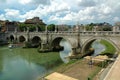 Ponte Sant Angelo over river tiber in Rome