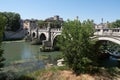 Ponte Sant\'Angelo bridge with statues of the angels in Rome, Italy Royalty Free Stock Photo