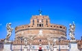 Ponte Sant& x27;Angelo bridge crossing the river Tiber,Rome,Italy Royalty Free Stock Photo