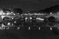 Ponte Sant Angelo, bridge in Rome. Italy. Black White