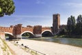 Ponte Scaligero over the river Adige and the castle of Castelvecchio, Verona Royalty Free Stock Photo