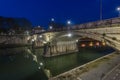 Ponte Sisto Bridge and River Tiber at night Royalty Free Stock Photo