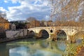 Ponte Sisto over Tiber river in Rome Royalty Free Stock Photo