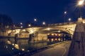 Ponte Sisto Bridge and River Tiber at night with lighting Royalty Free Stock Photo