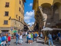 Ponte Vecchio Bridge Florence - a popular place for tourists - FLORENCE / ITALY - SEPTEMBER 12, 2017