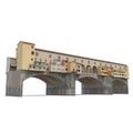 Ponte Vecchio Bridge Florence on white. 3D illustration Royalty Free Stock Photo