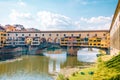 Ponte Vecchio bridge over the Arno River in Florence Italiy, colourful bridge over the river in Florence Royalty Free Stock Photo