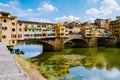 Ponte Vecchio bridge over the Arno River in Florence Italiy, colourful bridge over the river in Florence Royalty Free Stock Photo