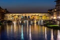 Ponte Vecchio bridge over Arno river at night, Florence, Italy Royalty Free Stock Photo