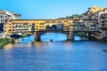 Ponte Vecchio Bridge over river Arno at sunny day. Florence. Italy Royalty Free Stock Photo