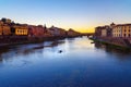 Ponte Vecchio Bridge over river Arno at sunset. Florence. Italy Royalty Free Stock Photo