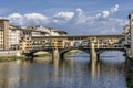 Ponte Vecchio bridge from Ponte Santa Trinita, against a picturesque sky, historic center of Florence, Italy Royalty Free Stock Photo