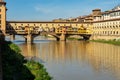Ponte Vecchio bridge and Vasari corridor over Arno river in Florence, Italy Royalty Free Stock Photo