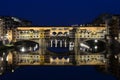 Ponte Vecchio in Florence Italy lit at night Royalty Free Stock Photo