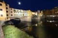 Ponte Vecchio in Florence Italy lit at night Royalty Free Stock Photo