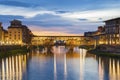 Ponte Vecchio in Florence, Tuscany, Italy at dusk Royalty Free Stock Photo