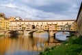 The Ponte Vecchio, a medieval bridge over the river Arno in Florence, Italy Royalty Free Stock Photo