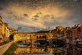 Sunset lights the Ponte Vecchio