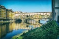 Ponte Vecchio and Arno, Florence, Italy, analog filter Royalty Free Stock Photo