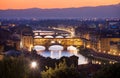 Ponte Vecchio night view over Arno river in Florence Royalty Free Stock Photo