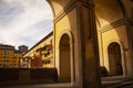 Ponte Vecchio over Arno river in Florence, Italy seen through colonnade Royalty Free Stock Photo