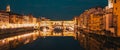 ponte Vecchio on river Arno at night, Florence, Italy Royalty Free Stock Photo