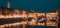 ponte Vecchio on river Arno at night, Florence, Italy Royalty Free Stock Photo