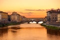Ponte Vecchio sunset view over Arno river in Florence Royalty Free Stock Photo