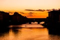 Ponte Vecchio sunset view over Arno river in Florence Royalty Free Stock Photo