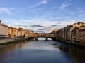 Ponte Vecchio the bridge market in the center of Florence, Tuscany, Italy at summer night. Medieval Royalty Free Stock Photo