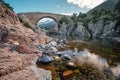 Ponte Vecchiu bridge over the Fango river in Corsica Royalty Free Stock Photo