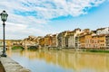 Ponte Veccio Bridge and River Arno with old lantern, Florence, Italy