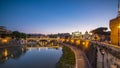 Ponte Vittorio Emanuele II is bridge across Tiber day to night timelapse in Rome, Italy
