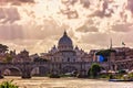 Ponte Vittorio Emanuele II, a bridge over the Tiber near Vatican and St. Peter`s Basilica Royalty Free Stock Photo