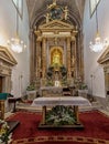 Pilgrim Virgin Shrine.and Main altar with Our Lady of Refuge, Patroness of the city. Pilgrim Virgin Shrine. Pontevedra, Spain