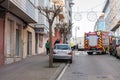 Pontevedra, spain, january 25, 2023: hit-and-run in the city centre attended by emergency services