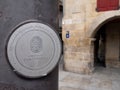 PONTEVEDRA, SPAIN - JULY 25, 2021: Message in gallego language at the street lantern mast that Pontevedra is a second city in