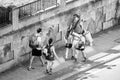 Several young people with backpacks