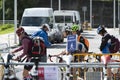 Detail of arrival of the participants in a Triathlon