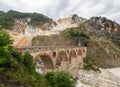 Ponti di Vara bridges in Carrara marble quarries, Tuscany, Italy. In the Apuan Alps. Quarrying marble stone is an Royalty Free Stock Photo