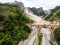 Ponti di Vara bridges in Carrara marble quarries, Tuscany, Italy. In the Apuan Alps. Quarrying marble stone is an Royalty Free Stock Photo