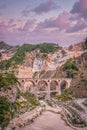 Ponti di Vara bridges in Carrara, Apuan Alps, Italy. Royalty Free Stock Photo