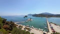 Pontikonisi (background) and Vlacherna Monastery in Corfu(Kerkyra) island, Ionian sea